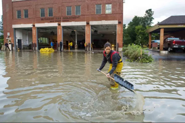 Waterbury Firefighters Draining Floodwaters