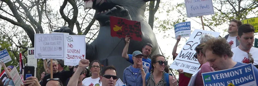 Scabby the Rat at Scott Walker Protest in 2019