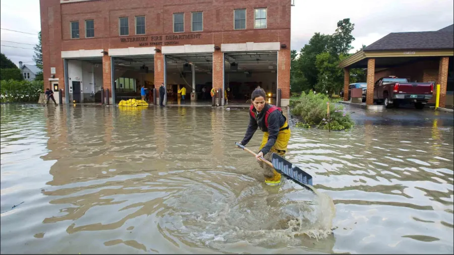 Waterbury Firefighters Draining Floodwaters