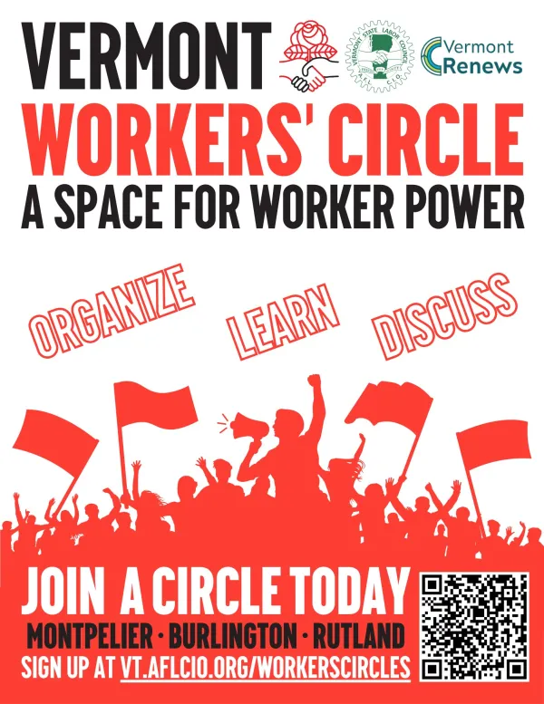 Workers Circle Flyer for Montpelier, Burlington, Rutland with all cosponsors